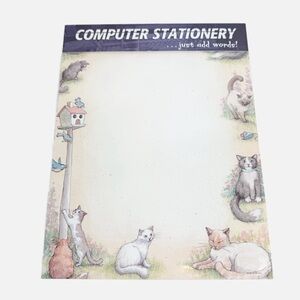 Vintage Gibson Cats w/ Birdhouse Computer Stationery 20 Sheets Pack 8.5 X 11”